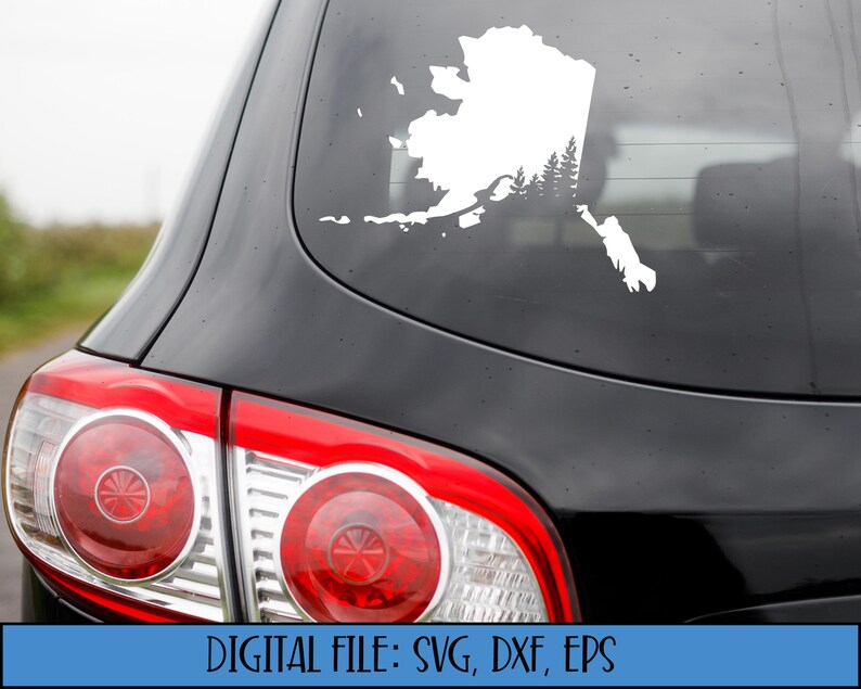svg, dxf, eps Alaska Trees svg Cut File Alaska Forest Alaska State Silhouette with Tree Line Digital File - Alaska State SVG File