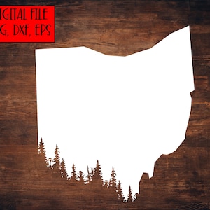 Digital File - Ohio State Silhouette with Tree Line - Cut File (svg, dxf, eps, png) - Ohio outline svg - Ohio svg file - Ohio buckeyes svg