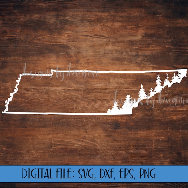 Digital File - Tennessee State Outline with Trees - Cut File (svg, dxf, eps, png) -Tennessee svg file -Tennessee decal -Tennessee Silhouette