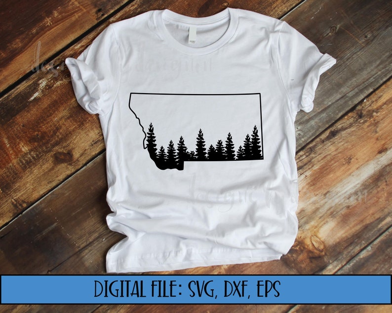 Digital File Montana State Outline With Tree Line cut File Etsy