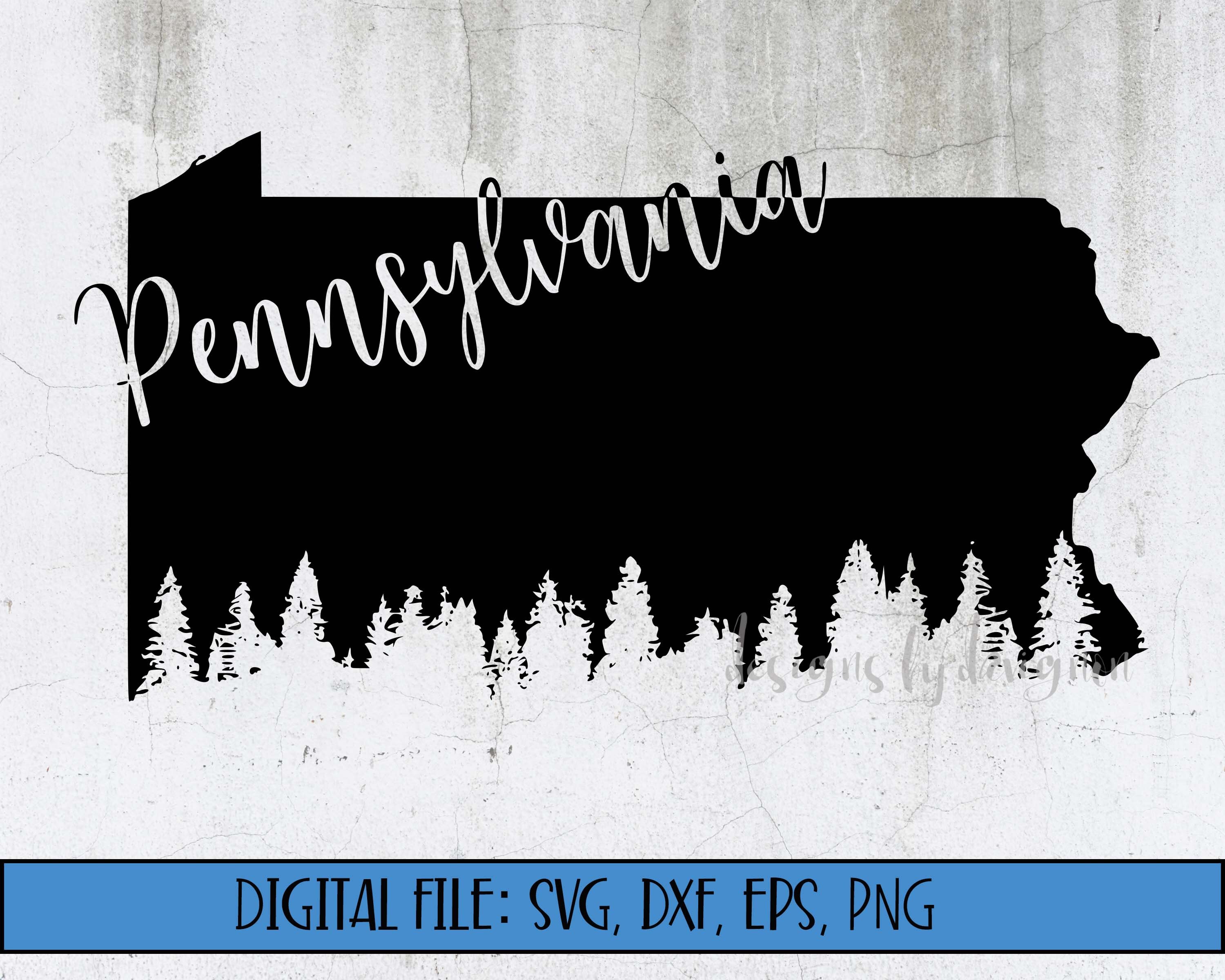 Digital File Pennsylvania State Silhouette With Tree Line - Etsy