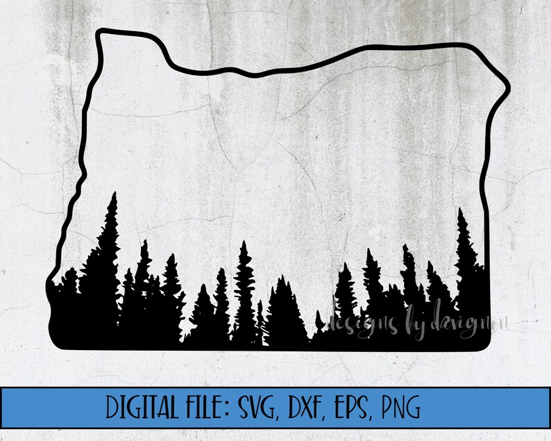 Digital File Oregon Silhouette with Treeline Cut File | Etsy