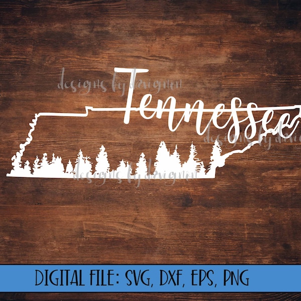 Digital File - Tennessee State Outline with Trees - Cut File (svg, dxf, eps, png) -Tennessee svg file -Tennessee decal -Tennessee Silhouette