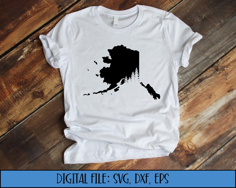 svg, dxf, eps Alaska Trees svg Cut File Alaska Forest Alaska State Silhouette with Tree Line Digital File - Alaska State SVG File
