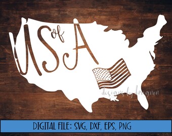 Digital File - United States Silhouette - Cut File (svg, dxf, eps, png) - America svg file - Continental US - USA svg file- Patriotic svg