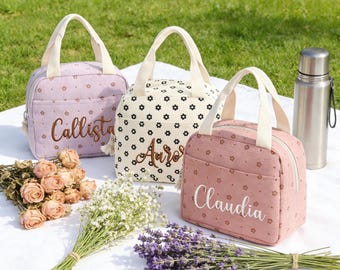 Personalized Embroidered Corduroy Lunch Bag, Insulated Cooler, Embroidered Name,Kids gifts