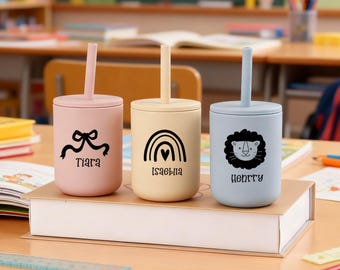 Custom Silicone Sippy Cup,Engraved Name Sippy Cup,Silicone Cup with Straw,Engraved Sippy Cup, Toddler Training Cup, Baby Tumbler Gifts