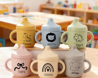 Custom Engraved Sippy Cup, Silicone Sippy Cup,Engraved Name Sippy Cup,Cute Silicone Cup ,Toddler Training Cup, Baby Tumbler Gifts