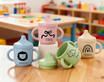 Custom Engraved Sippy Cup, Silicone Sippy Cup,Engraved Name Sippy Cup,Cute Silicone Cup ,Toddler Training Cup, Baby Tumbler Gifts