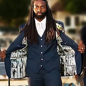 Custom Vest and Matching Jacket Photo Linings Black and White or Color Photo  12 Photo Collage Lining