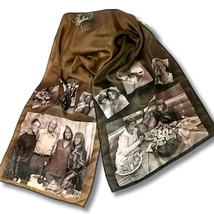 Personalized Photo Scarf Collage on Silk/Mom, Grandmother's Christmas gift /Anniversary/Wedding color or B&W photos image 1