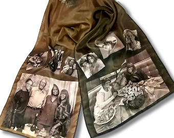 Personalized Photo Scarf Collage on Silk/Mom, Grandmother's Christmas gift /Anniversary/Wedding color or B&W photos