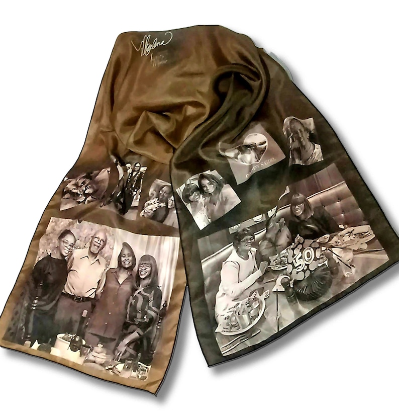 Personalized Photo Scarf Collage on Silk/Mom, Grandmother's Christmas gift /Anniversary/Wedding color or B&W photos image 1