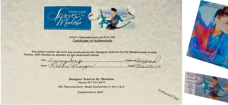 Custom Gift Box Includes Certificate of Authenticity, Care Card/Exclusively for Designer Scarves by Marlena Scarves image 6