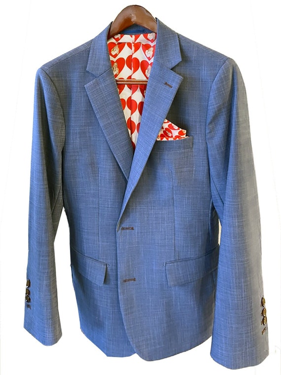 Hearts Repeat Image Collage Suit Lining for Men or Women Children Tuxedo or  Jacket w/ Matching Silk Handkerchief