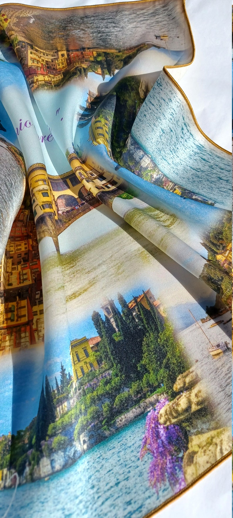 12th Anniversary or Birthday Gift Silk Scarf and Pocket Square with Italy Photos Printed/Now Available by Artist image 4