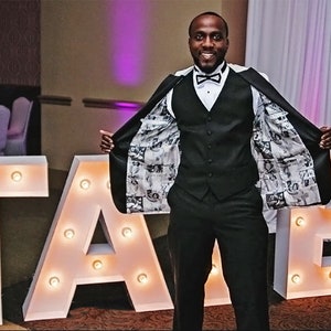Custom Suit Jacket Photo Lining Gift for Dad or Groom Black and White or Color /Men or Women's Luxurious Satin Fabric /Full Lining