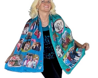 My Most Expensive 90th Birthday Custom Silk Wrap/Collage Scarf for Grandma/ Gift for Mom/Photo Scarf/ Silk Wrap/Memory Scarf/Story Scarf