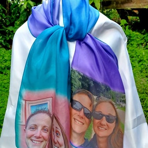 Personalized Photo Scarf Collage on Silk/Mom, Grandmother's Christmas gift /Anniversary/Wedding color or B&W photos image 4