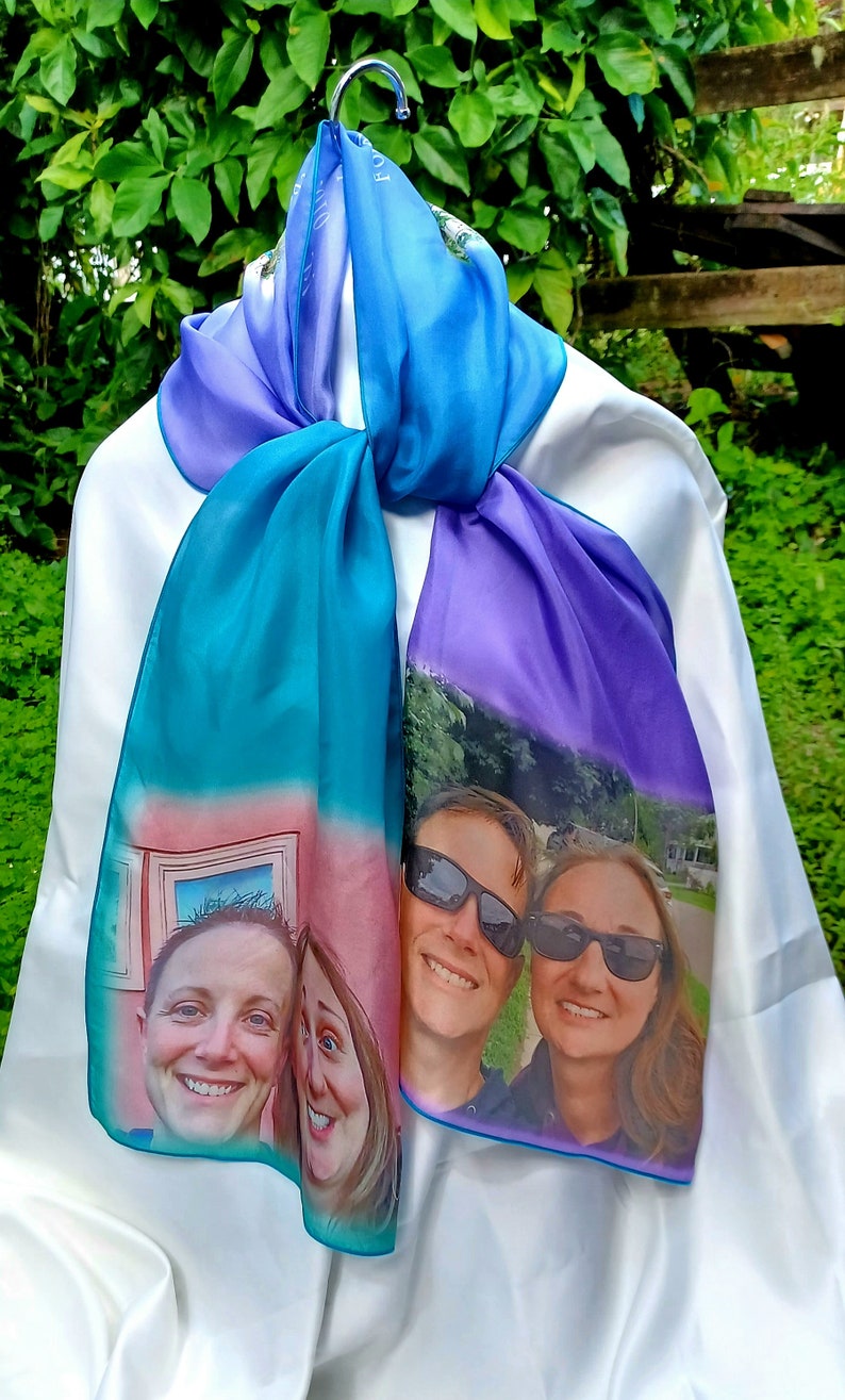 Personalized Photo Scarf Collage on Silk/Mom, Grandmother's Christmas gift /Anniversary/Wedding color or B&W photos image 4