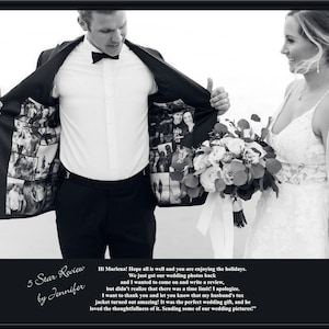 Wedding Prom Jacket Collage  Lining Black and White or Color Photo Reproductions / Demi lining (half size) Fiancé's Gift/ Photo Lining
