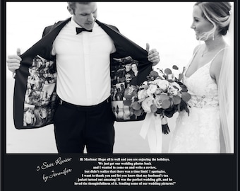 Wedding Prom Jacket Lining Black and White or Color Photo Reproductions Collage Demi size Fiancé's Gift/ Photo Lining