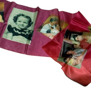 Personalized Photo Scarf Collage on Silk/Mom, Grandmother's Christmas gift /Anniversary/Wedding color or B&W photos image 2