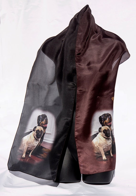 Sampledog Lover Giftchristmas Giftpug Rottweiler Boxer Scarfcustom Printed Scarffabric Printingcustom Scarfprinted Scarf - flowing long black scarf roblox