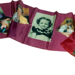 Personalized Photo Scarf Collage on Silk/Mom, Grandmother's Christmas gift /Anniversary/Wedding color or B&W photos image 3