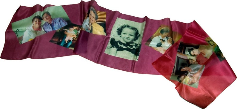 Personalized Photo Scarf Collage on Silk/Mom, Grandmother's Christmas gift /Anniversary/Wedding color or B&W photos image 3