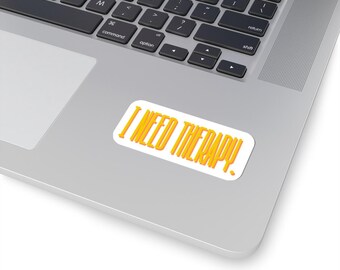 I Need Therapy Sticker: Humorous Laptop Decal, Emotional Baggage