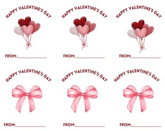 Printable Valentine's Day Cards for Kids, Gift Tags (PDF)