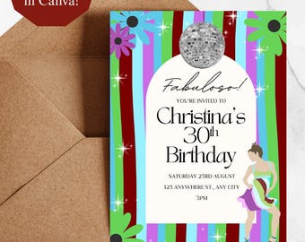 13 Going on 30 Birthday Invitation Template | Editable Canva Invite | 30th Birthday Party Invite | Cute Girly Birthday | Digital Download