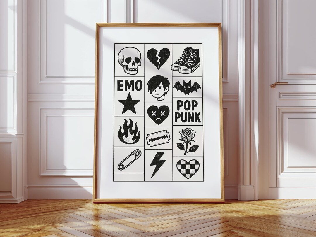 Emo Pop Punk Gallery Wall Art Print: Nostalgic Music Decor