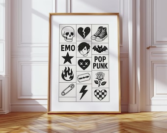 Emo Pop Punk Gallery Wall Art Print: Nostalgic Music Decor
