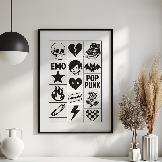 Emo Pop Punk Gallery Wall Art Print: Nostalgic Music Decor