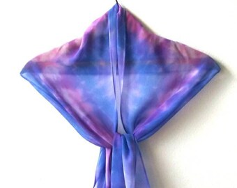 Tie-dye Plum Chiffon Silk Scarf, Periwinkle Scarf, Chiffon silk scarf, Lilac silk fabric, Wearable Art, Gift for Women, Tie-Dye