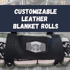 Leather blanket rolls with customization options | handmade in USA | For motorcycle, chopper, bobber, bagger, Road King, panhead, shovelhead