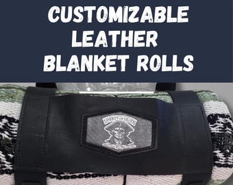 Leather blanket rolls with customization options | handmade in USA | For motorcycle, chopper, bobber, bagger, Road King, panhead, shovelhead