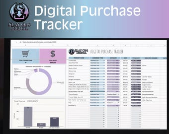 Digital Purchase Tracker for Creators and Entrepreneurs to Track Online Spending - Instant download