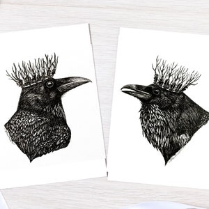 Raven King and Raven Queen | Crow Print | Raven Print | Crow Art | Raven Art