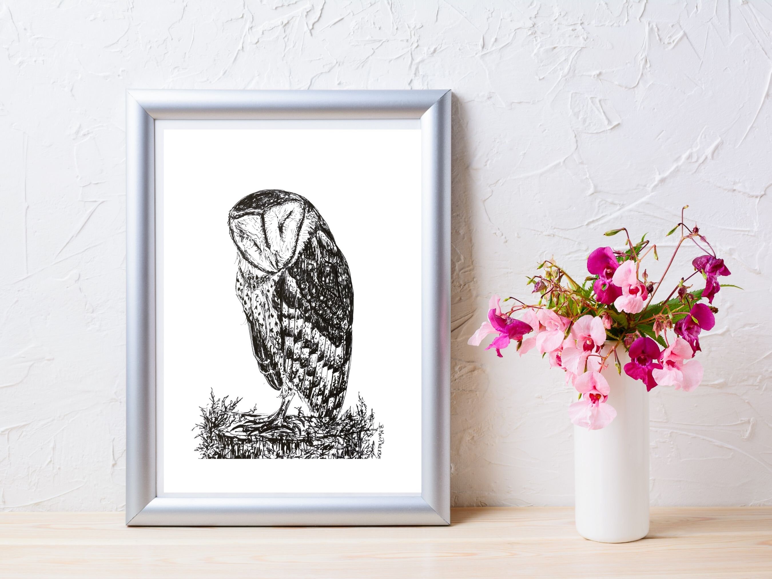 Sleeping Barn Owl Wall Art Barn Owl Art Print Owl Wall Art Decor