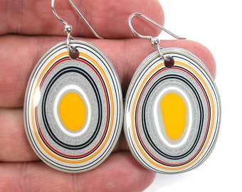 DVH Fordite Earrings Ford F150 KC Truck Assembly 37x29x3mm Sterling (5533)