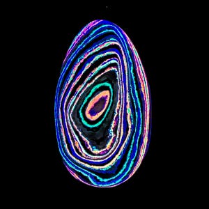DVH Fluorescent Funkite Freeform Cabochon 64x38x10mm (Like Fordite) (6442)