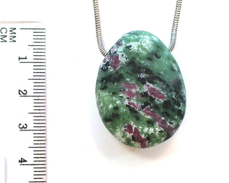 DVH Ruby Zoisite Natural Matte Bead Pendant 34x26x14mm 1707