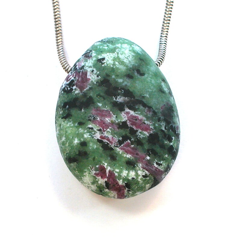 DVH Ruby Zoisite Natural Matte Bead Pendant 34x26x14mm 1707