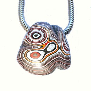 1128 DVH Fordite Ford Paint Freeform Focal Dangle 42x29x4mm