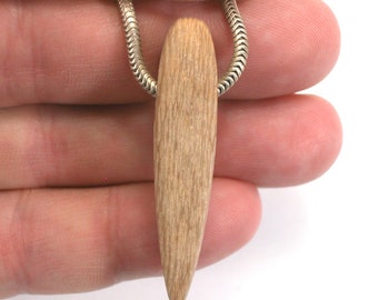 DVH Petrified Sycamore Wood Matte Bead Pendant Badger Pocket WA 47x10x12 (5256)