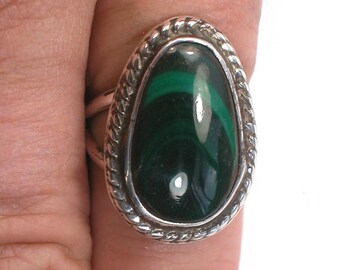 DVH sz 6.5 Malachite Sterling Silver Ring Made by Me for Mom! (5690)