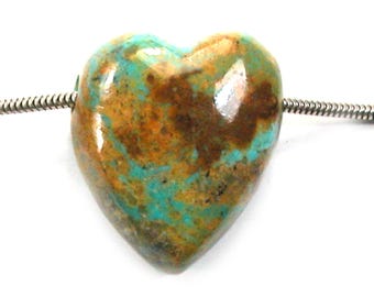 DVH 50ct Kingman Arizona Turquoise Heart Bead Pendant 25x22x14mm (5762)